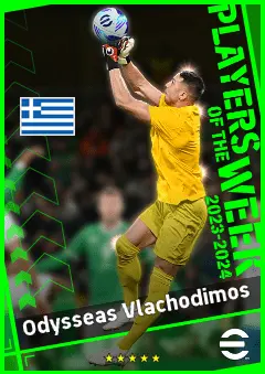 Odysseas Vlachodimos eFootball 2026 player card, 92 OVR GK