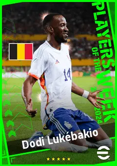 Dodi Lukébakio eFootball 2026 player card, 93 OVR RWF