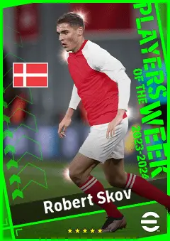 Robert Skov eFootball 2026 player card, 90 OVR LMF