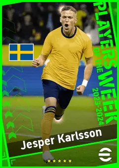 Jesper Karlsson eFootball 2026 player card, 91 OVR LMF