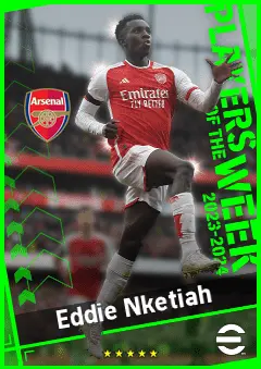 Eddie Nketiah eFootball 2026 player card, 93 OVR CF