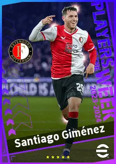 Santiago Giménez eFootball 2026 player card, 92 OVR CF