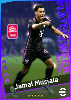 Jamal Musiala eFootball 2026 player card, 96 OVR AMF