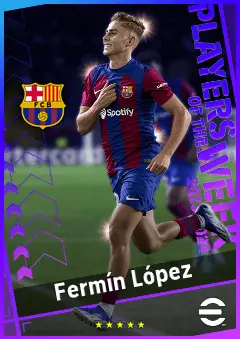Fermín López eFootball 2026 player card, 90 OVR AMF