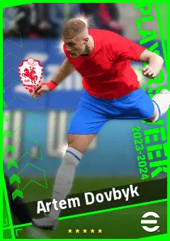 Artem Dovbyk eFootball 2026 player card, 91 OVR CF