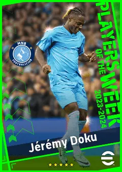 Jérémy Doku eFootball 2026 player card, 92 OVR LMF