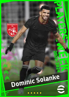 Dominic Solanke eFootball 2026 player card, 92 OVR CF