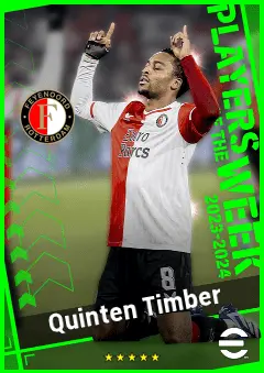 Quinten Timber eFootball 2026 player card, 92 OVR CMF