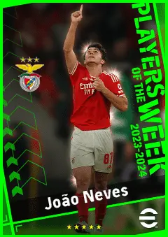João Neves eFootball 2026 player card, 92 OVR DMF