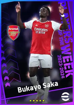 Bukayo Saka eFootball 2026 player card, 96 OVR RWF