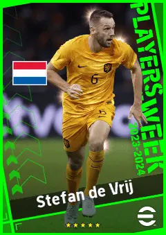 Stefan de Vrij eFootball 2026 player card, 93 OVR CB