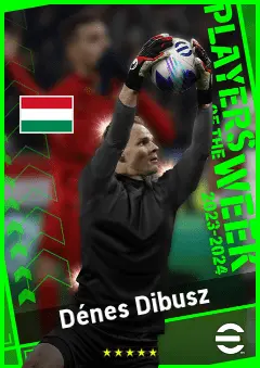 Dénes Dibusz eFootball 2026 player card, 91 OVR GK