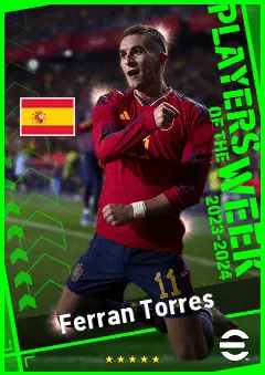 Ferran Torres eFootball 2026 player card, 94 OVR RWF