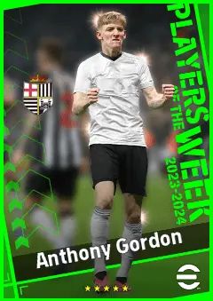 Anthony Gordon eFootball 2026 player card, 93 OVR LWF