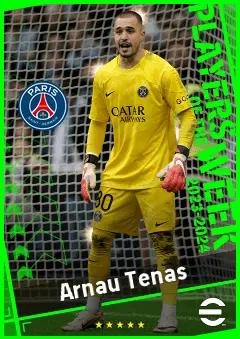 Arnau Tenas eFootball 2026 player card, 90 OVR GK