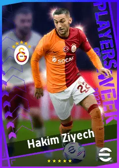 Hakim Ziyech eFootball 2026 player card, 92 OVR RMF
