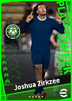 Joshua Zirkzee eFootball 2026 player card, 92 OVR CF