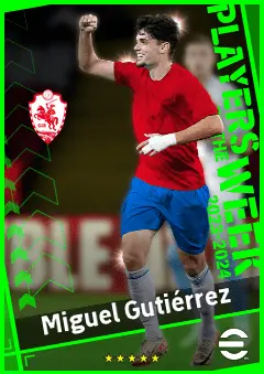 Miguel Gutiérrez eFootball 2026 player card, 93 OVR LMF