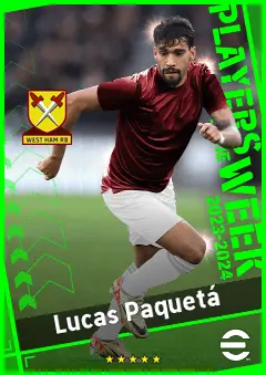 Lucas Paquetá eFootball 2026 player card, 93 OVR LMF