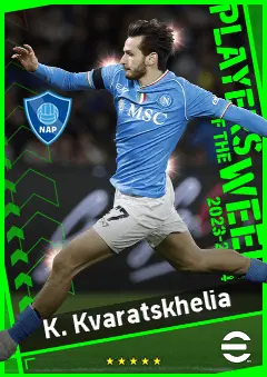 K. Kvaratskhelia eFootball 2026 player card, 95 OVR LWF