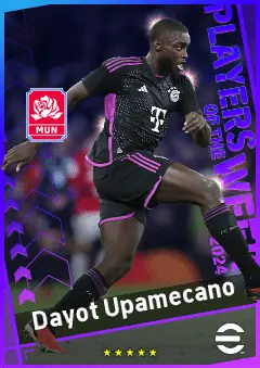Dayot Upamecano eFootball 2026 player card, 95 OVR CB