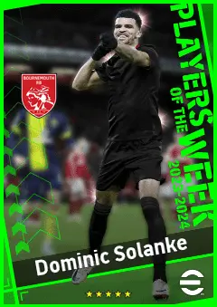 Dominic Solanke eFootball 2026 player card, 92 OVR CF