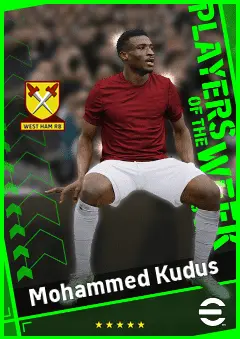 Mohammed Kudus eFootball 2026 player card, 93 OVR RMF