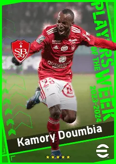 Kamory Doumbia eFootball 2026 player card, 91 OVR CMF