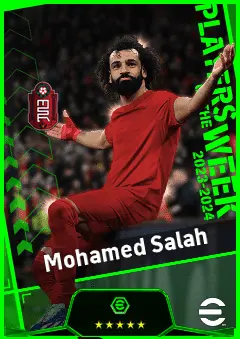 Mohamed Salah eFootball 2026 player card, 95 OVR RWF