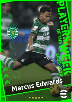 Marcus Edwards eFootball 2026 player card, 92 OVR RWF