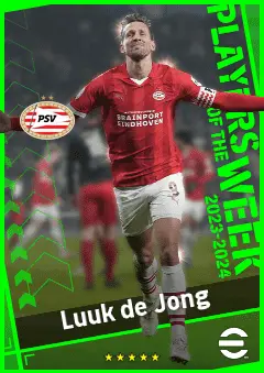 Luuk de Jong eFootball 2026 player card, 92 OVR CF