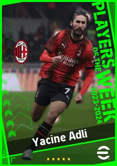 Yacine Adli eFootball 2026 player card, 91 OVR AMF