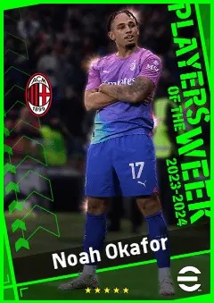 Noah Okafor eFootball 2026 player card, 93 OVR AMF