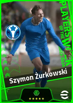 Szymon Żurkowski eFootball 2026 player card, 90 OVR AMF