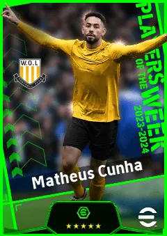 Matheus Cunha eFootball 2026 player card, 93 OVR AMF