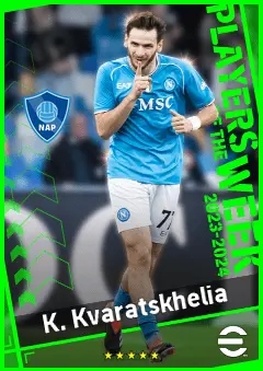 K. Kvaratskhelia eFootball 2026 player card, 95 OVR LWF
