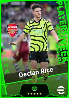 Declan Rice eFootball 2026 player card, 96 OVR DMF