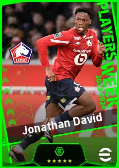 Jonathan David eFootball 2026 player card, 94 OVR CF
