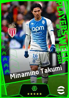 Minamino Takumi eFootball 2026 player card, 91 OVR RMF