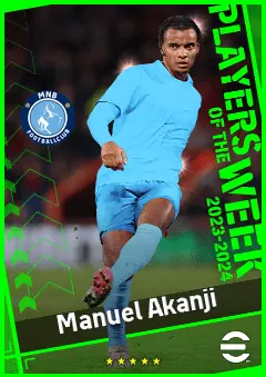 Manuel Akanji eFootball 2026 player card, 93 OVR CB
