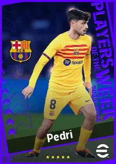 Pedri eFootball 2026 player card, 95 OVR LWF