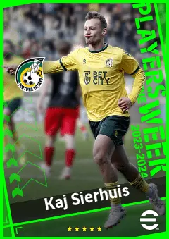 Kaj Sierhuis eFootball 2026 player card, 90 OVR CF