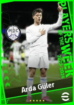 Arda Güler eFootball 2026 player card, 92 OVR CF