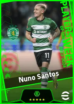 Nuno Santos eFootball 2026 player card, 92 OVR LB