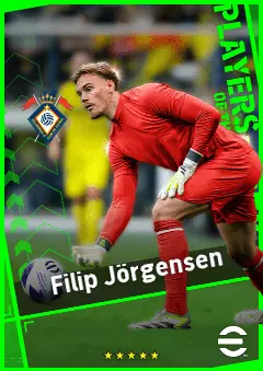 Filip Jörgensen eFootball 2026 player card, 92 OVR GK