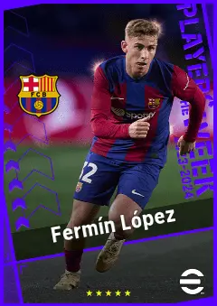 Fermín López eFootball 2026 player card, 92 OVR CMF
