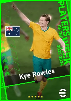 Kye Rowles eFootball 2026 player card, 90 OVR LB