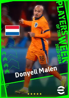 Donyell Malen eFootball 2026 player card, 93 OVR RWF