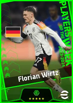 Florian Wirtz eFootball 2026 player card, 96 OVR LMF