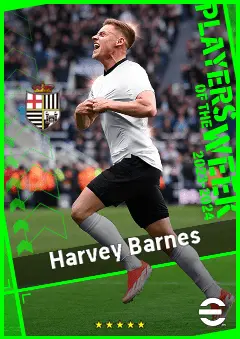 Harvey Barnes eFootball 2026 player card, 93 OVR LWF